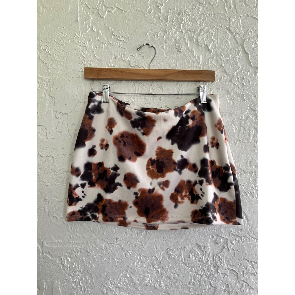 Sincerely Jules Cow Print Mini Skirt Brown Black White Size Medium NWT